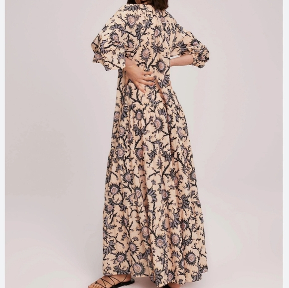 A.L.C. Marcia Printed Cotton Voile Tiered Boho Hippie Dress with Pockets Size 8 - Picture 4 of 11